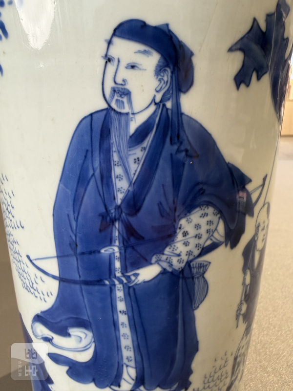 明崇祯 青花悬弧之庆图筒瓶 - 图12